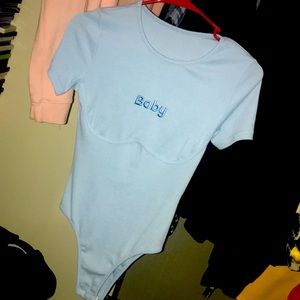 EXTRA SMALL BASICALLY NEW BABY BLUE BABY ONE PIECE BODY SUIT